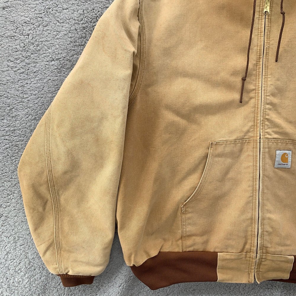 Vtg USA Made Carhartt J03 Coat Men's 2XL Brown Cotton Duck Hooded Jacket Hoodie - Picture 7 of 12